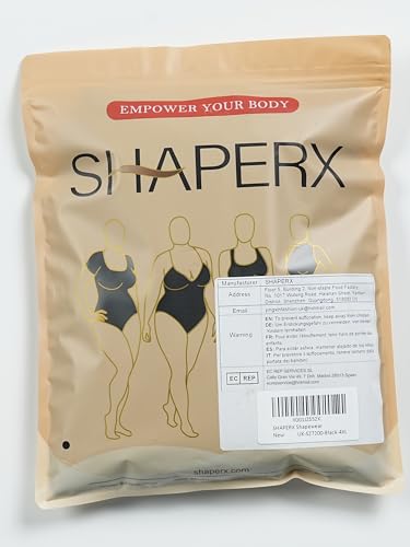 SHAPERX Women Shapewear Tummy Control Fajas Colombianas Open Bust Slimming Body Shaper Shaping Bodysuit, UK-SZ7200-Black-L