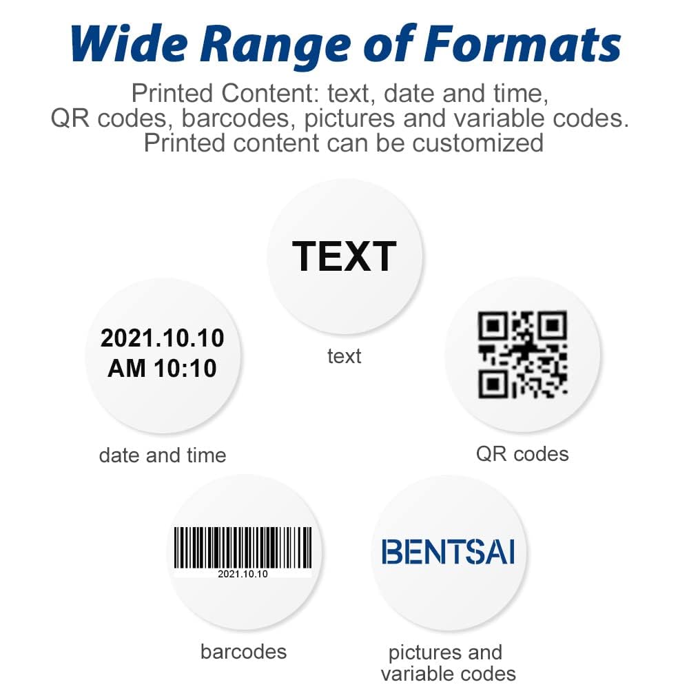 BENTSAI BT-HH6105B2 Handheld Inkjet Printer with 1/2 Inch Print Height Portable Handheld Printer for EXP Date, Batch Number, QR Code, Barcode, Logo on Carton Wood Fabric Plastic Metal