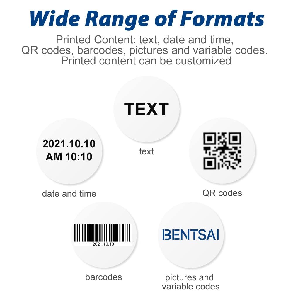BENTSAI B85 Wide Format Handheld Inkjet Printer Large Character Coding Up to 92mm Print Height for Porous and Non-porous Surfaces with Solvent Quick Drying Ink
