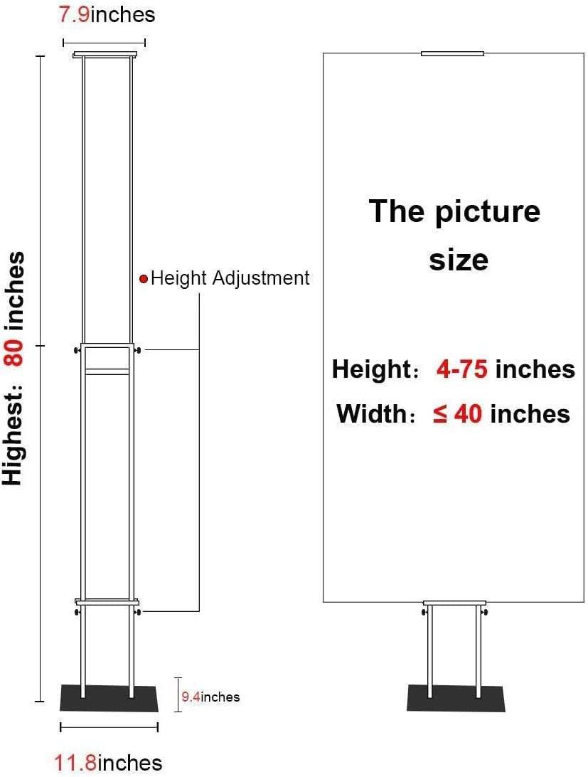 VAIIGO Double-Sided KT Board Sign Stand Adjustable Poster Stand Heavy Duty Floor Advertising Sign Holder Height Up to 75inches for Board & Foam,Black