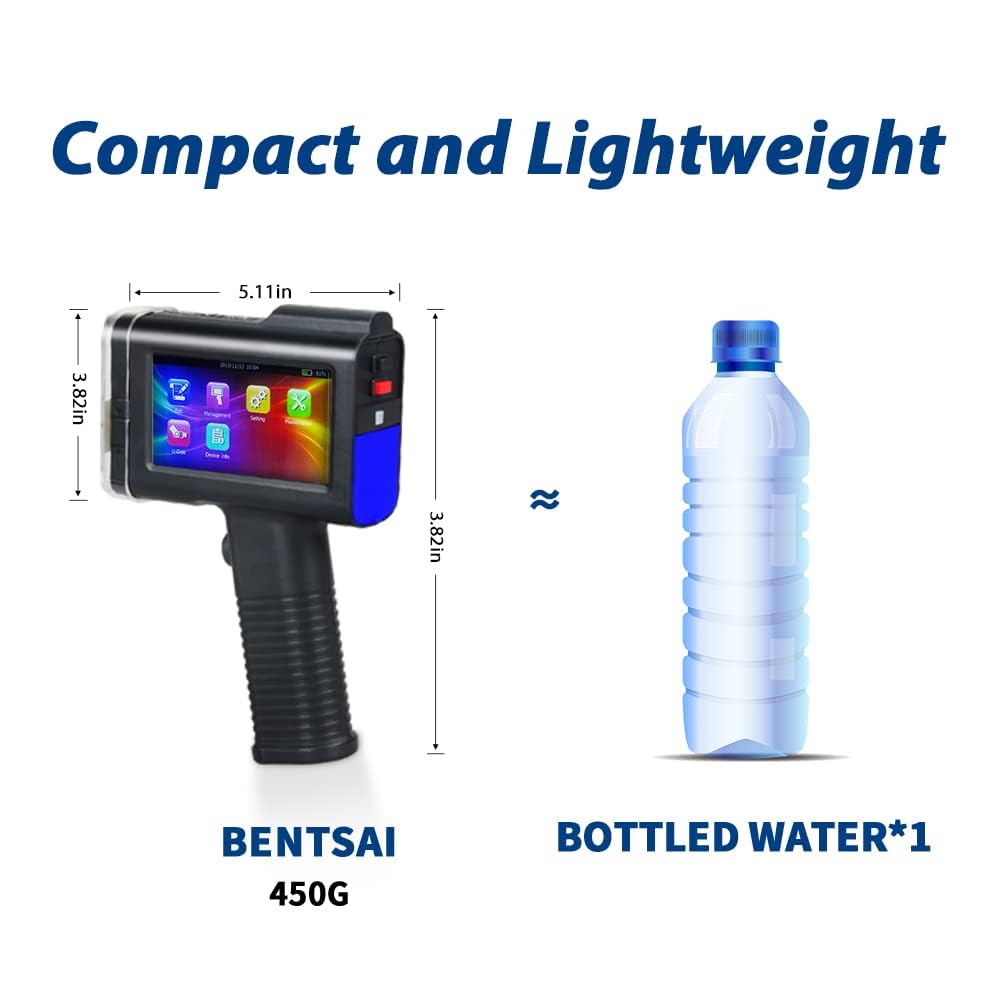 BENTSAI BT-HH6105B2 Handheld Inkjet Printer with 1/2 Inch Print Height Portable Handheld Printer for EXP Date, Batch Number, QR Code, Barcode, Logo on Carton Wood Fabric Plastic Metal