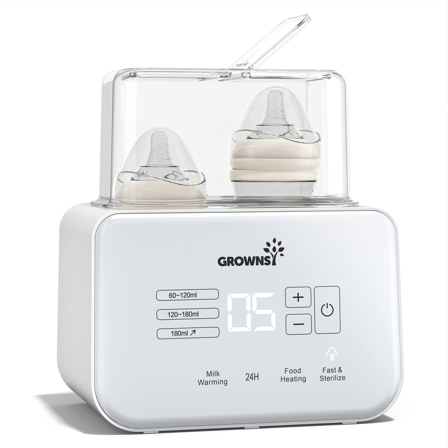 Bottle Warmer 8-in-1 Fast Baby Milk Warmer and Steriliser with LCD/Timer, Warms Evenly, Food Warmer&Defrost BPA-Free Warmer Display Accurate Temperature Control for Breastmilk (Cream-White)