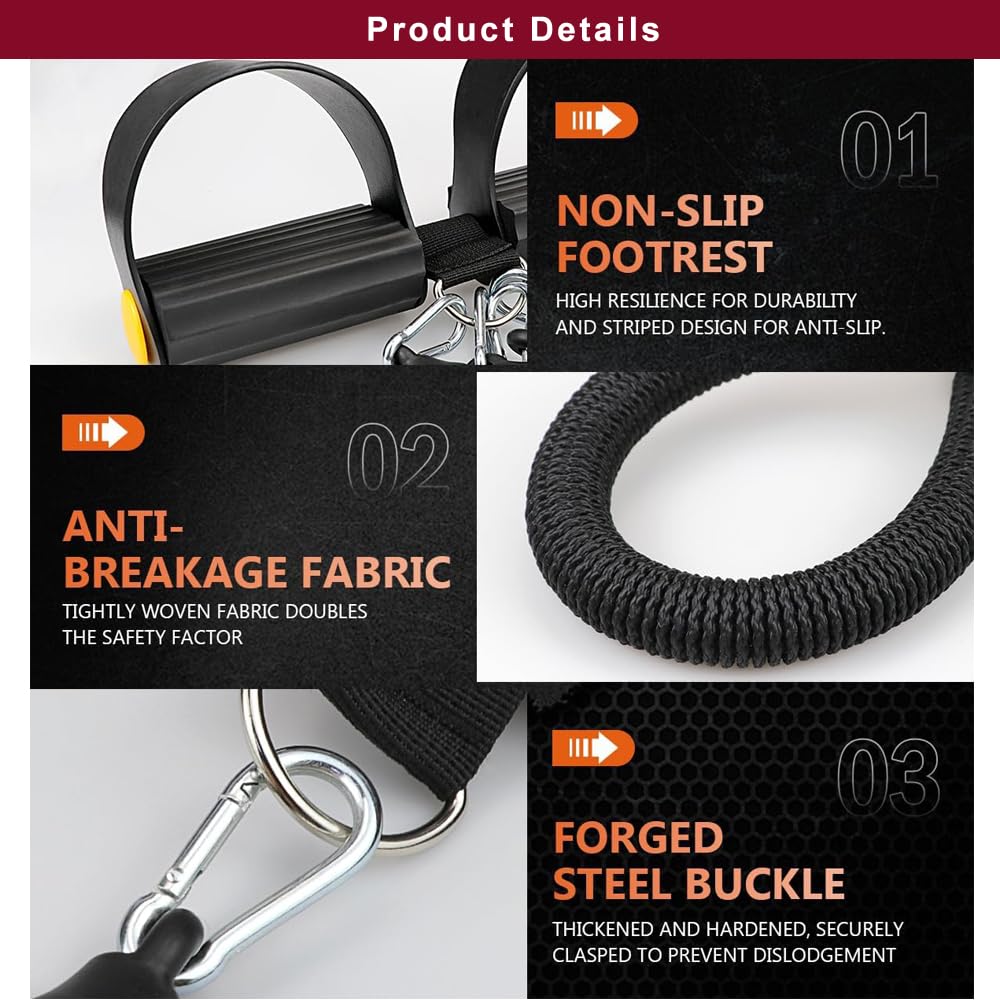 Multi-Functional Sports Pedal Puller, Elastic Sit-Up Tension Rope, Efficient Training, Home Fitness, 4-Tube Tension Rope Foot-Operated Resistance Band For Abdominal, Waist, Arm, Leg Training Etc