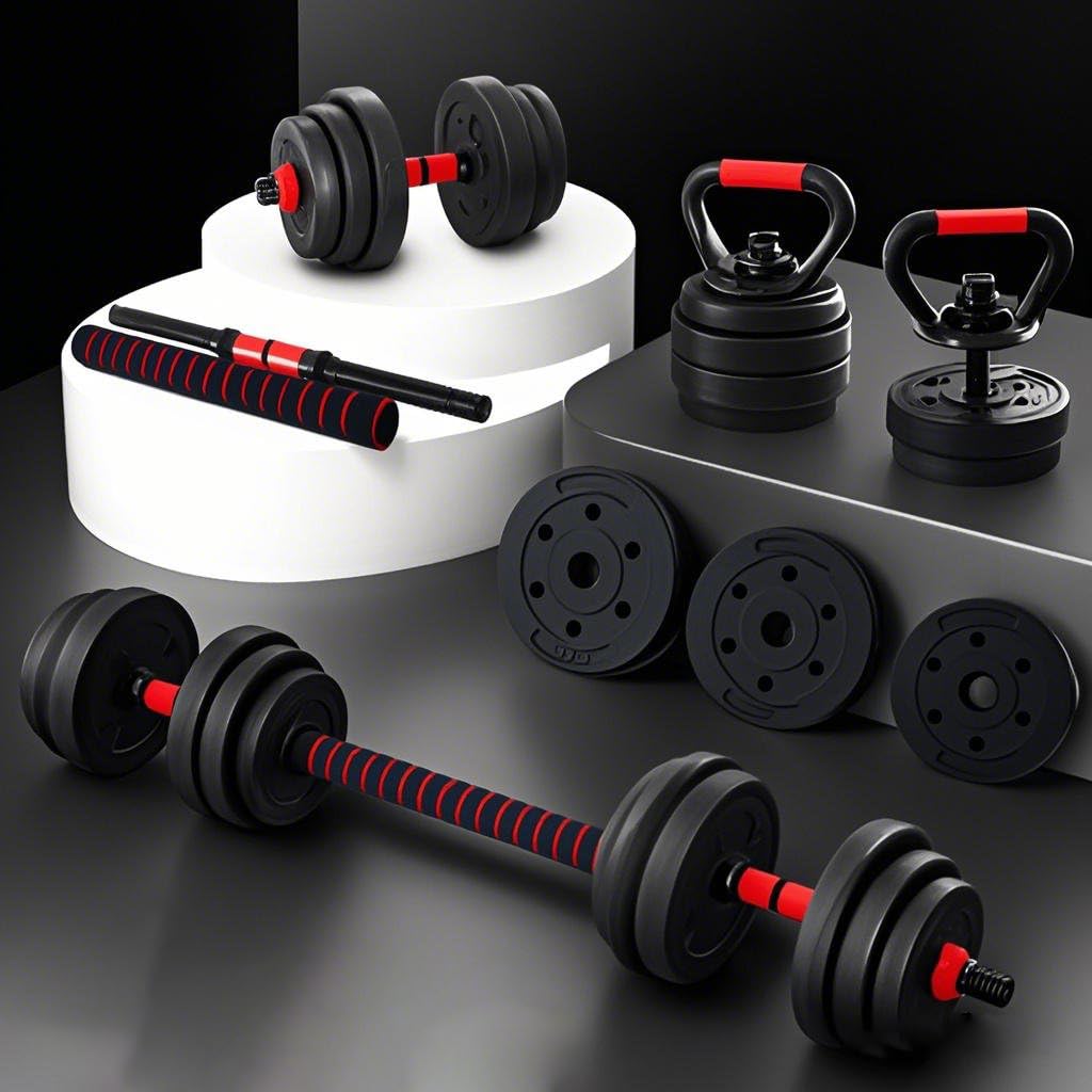 Adjustable Dumbbells, Free Weight Set with Connector, 4 in1 Dumbbells Set Used as Barbell, Kettlebells, Push up Stand, Fitness Exercises for Home Gym Suitable Men/Women (40KG Set)