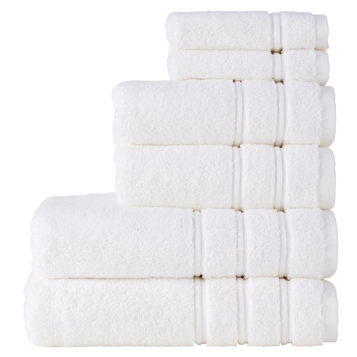 Christy Antalya Large Bath Towels | Set of 6 | 100% Turkish Cotton | 600GSM | Soft Plush Luxury Towel Set | 2 Bath Towels 2 Hand Towels 2 Face Cloths | Quick Dry | White