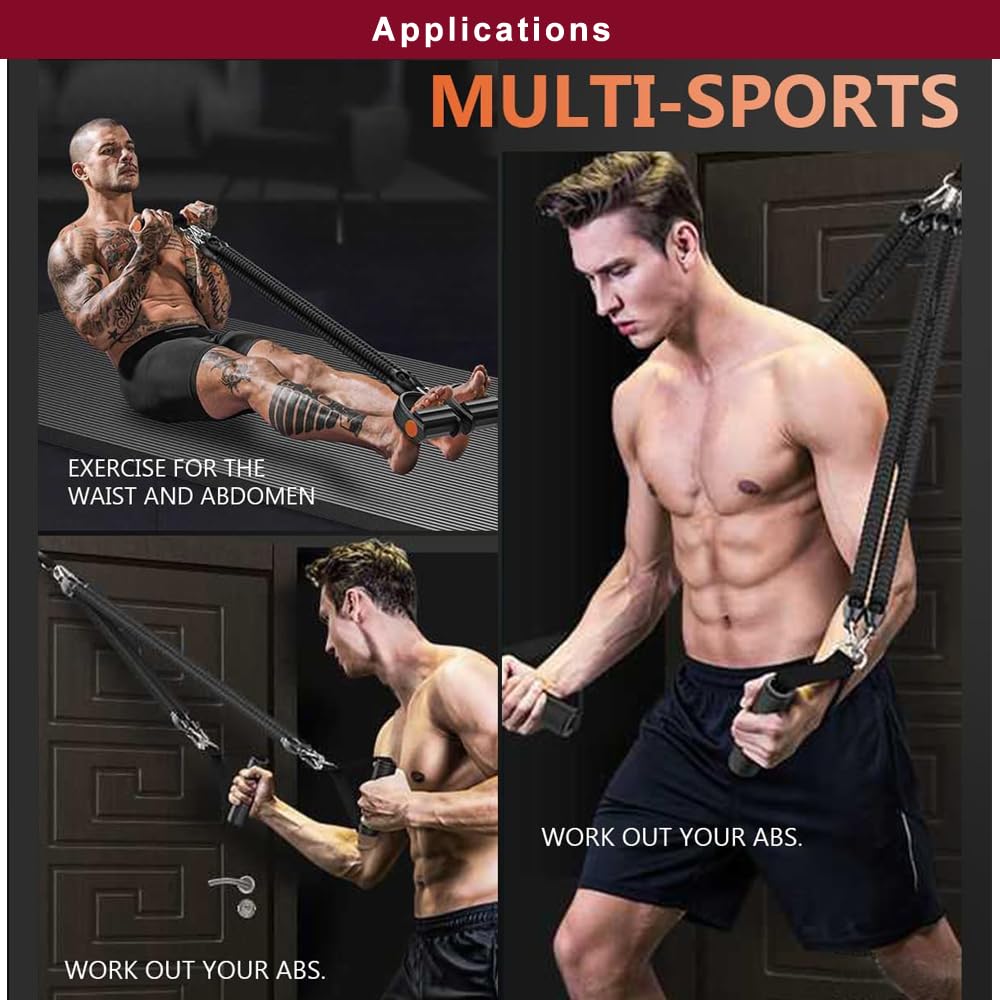 Multi-Functional Sports Pedal Puller, Elastic Sit-Up Tension Rope, Efficient Training, Home Fitness, 4-Tube Tension Rope Foot-Operated Resistance Band For Abdominal, Waist, Arm, Leg Training Etc