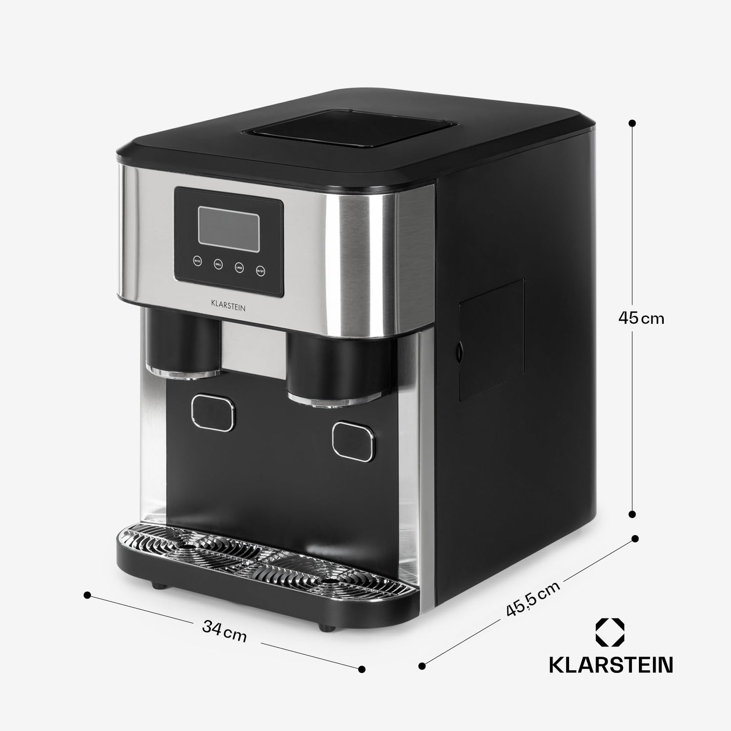 Klarstein 1.8L Small Ice Maker Machine, Counter Top Ice Machine For Home and Kitchen, Fast Operation, 15 kg of Crushed and Bullet Ice, Touch Controls, Easy To Clean Countertop Ice Cube Maker Machine