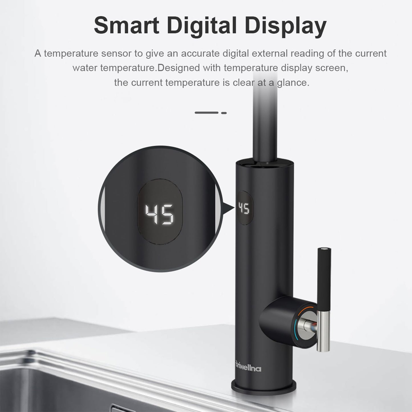 Briwellna Instant Hot Water Tap, 220V Stainless Electric Tap Universal Nozzle, Flexible and Convenient, 360 Degrees Rotate Cold and Water Heater Faucet (Black)