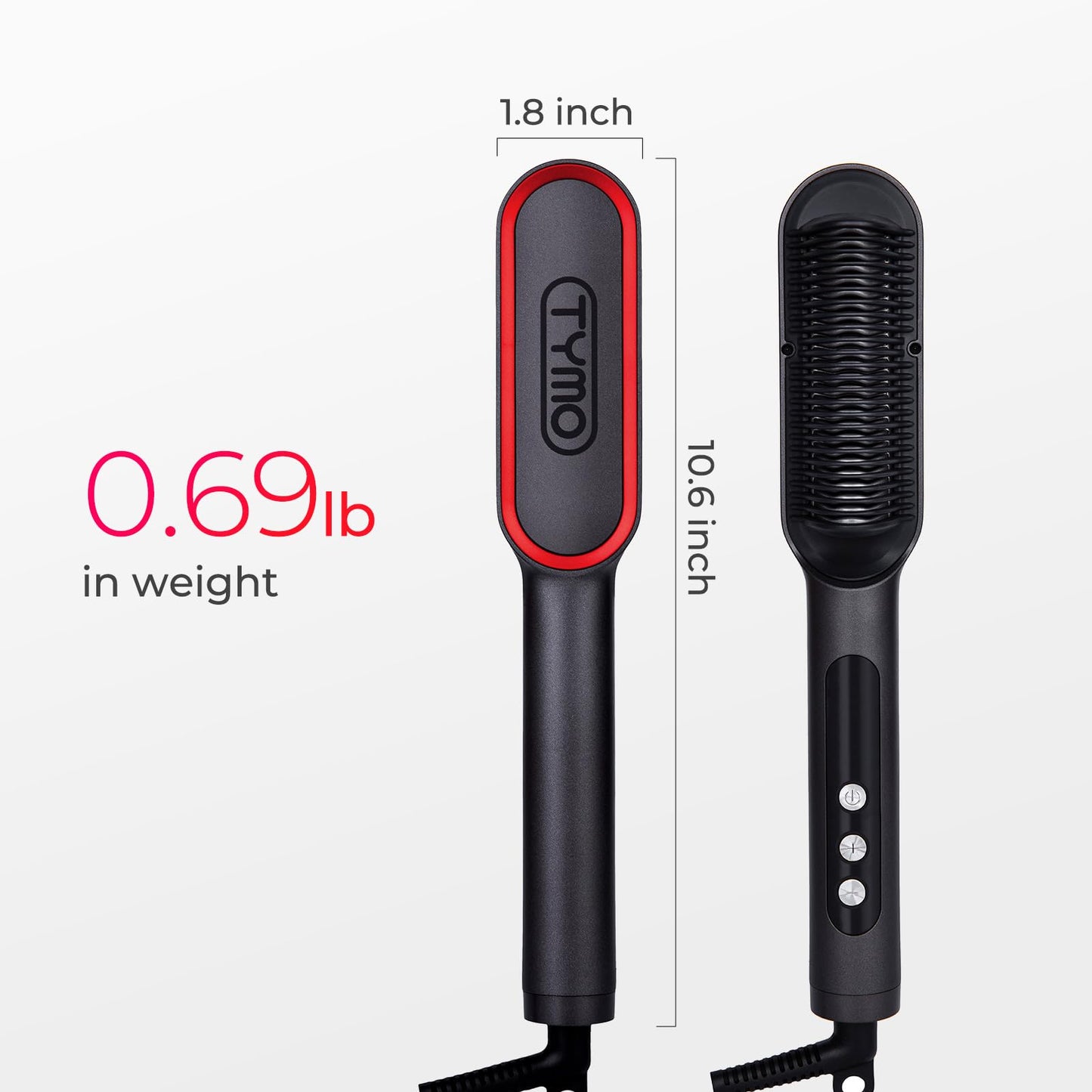 TYMO Hair Straightener Comb Plus - Hair Straightening Brush & Iron with Nano Titanium Coating for Even Heat, 9 Temperature Settings & LED Screen, Professional Hair Tools for Styling