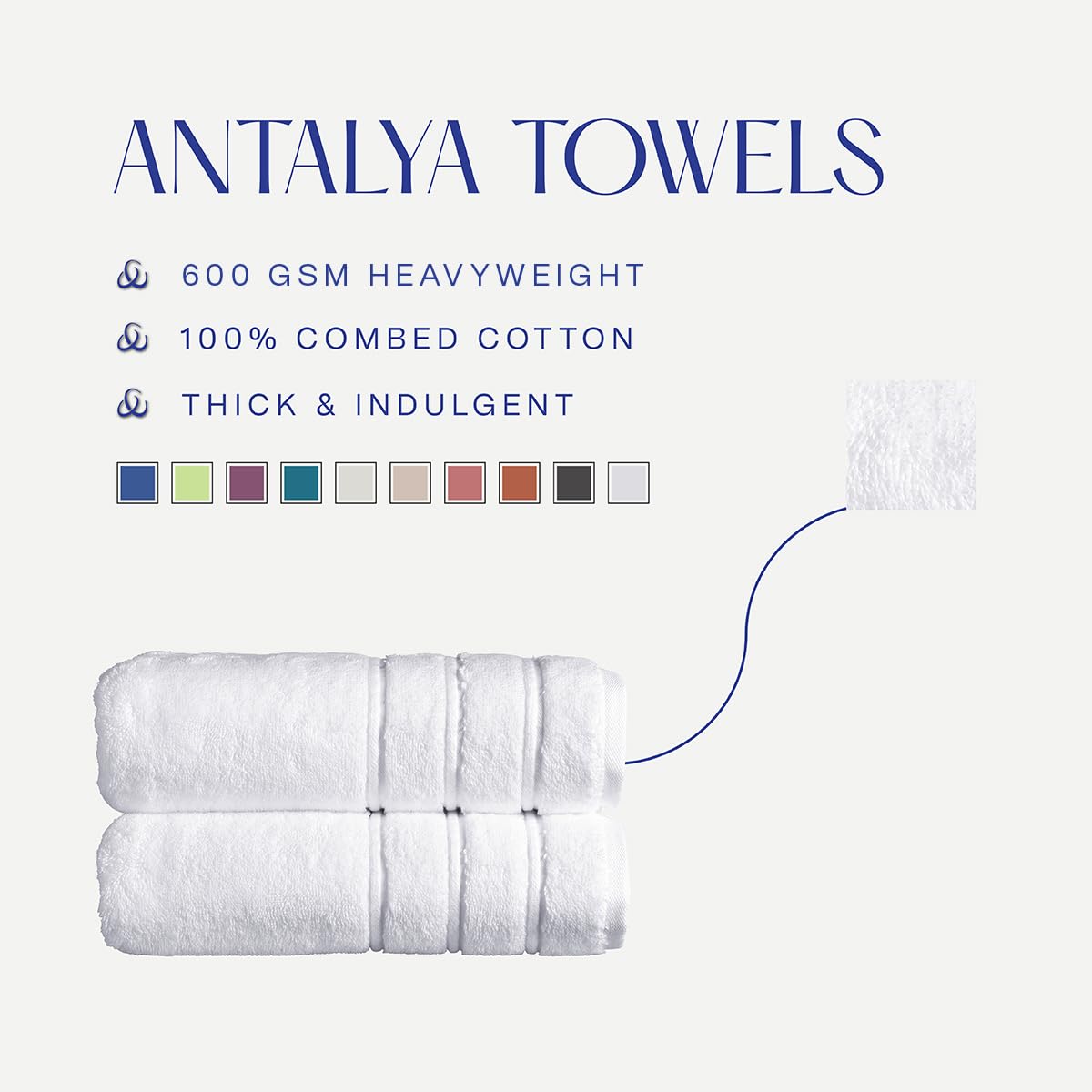 Christy Antalya Large Bath Towels | Set of 6 | 100% Turkish Cotton | 600GSM | Soft Plush Luxury Towel Set | 2 Bath Towels 2 Hand Towels 2 Face Cloths | Quick Dry | White
