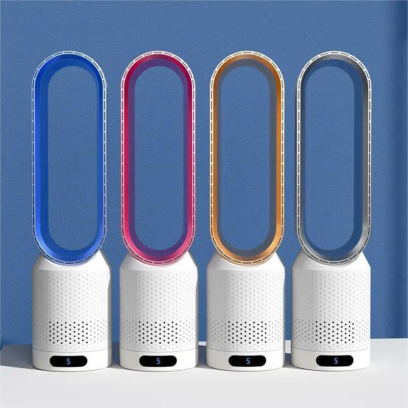 Eznaobo Tower Fans with Air Purifier, 2 in1Bladeless Fan with Remote Control, 8 Speeds, 90° Oscillation, Timer, Standing Tower Fan, Super Quiet Air Cooler for Home and Office (Silver)
