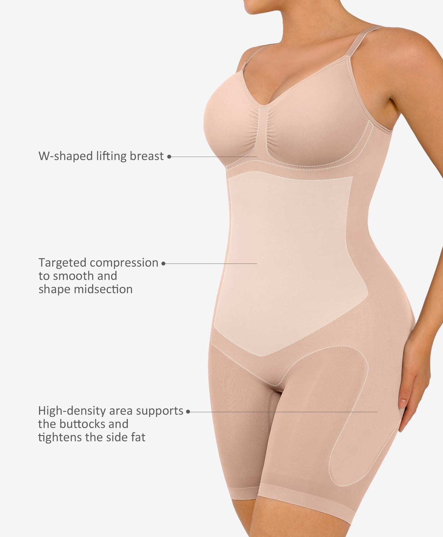 FeelinGirl Comfortable Full Bodysuit for Women Butt Lifter Seamless Shapewear for Women Tummy Control Thigh Slimmer