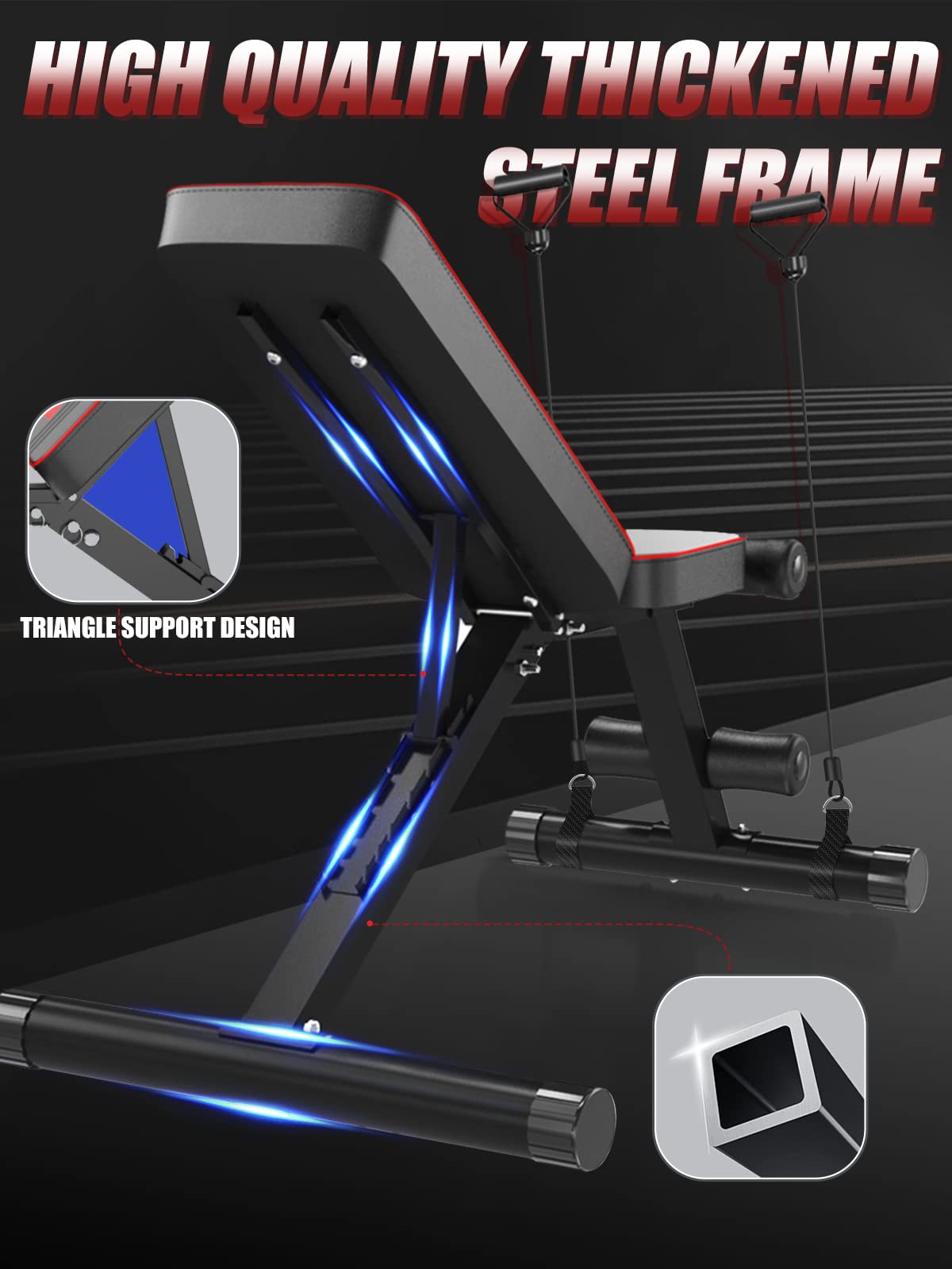 YOLEO Adjustable Weight Bench - Utility Weight Benches for Full Body Workout, Foldable Incline/Decline Bench Press for Home Gym