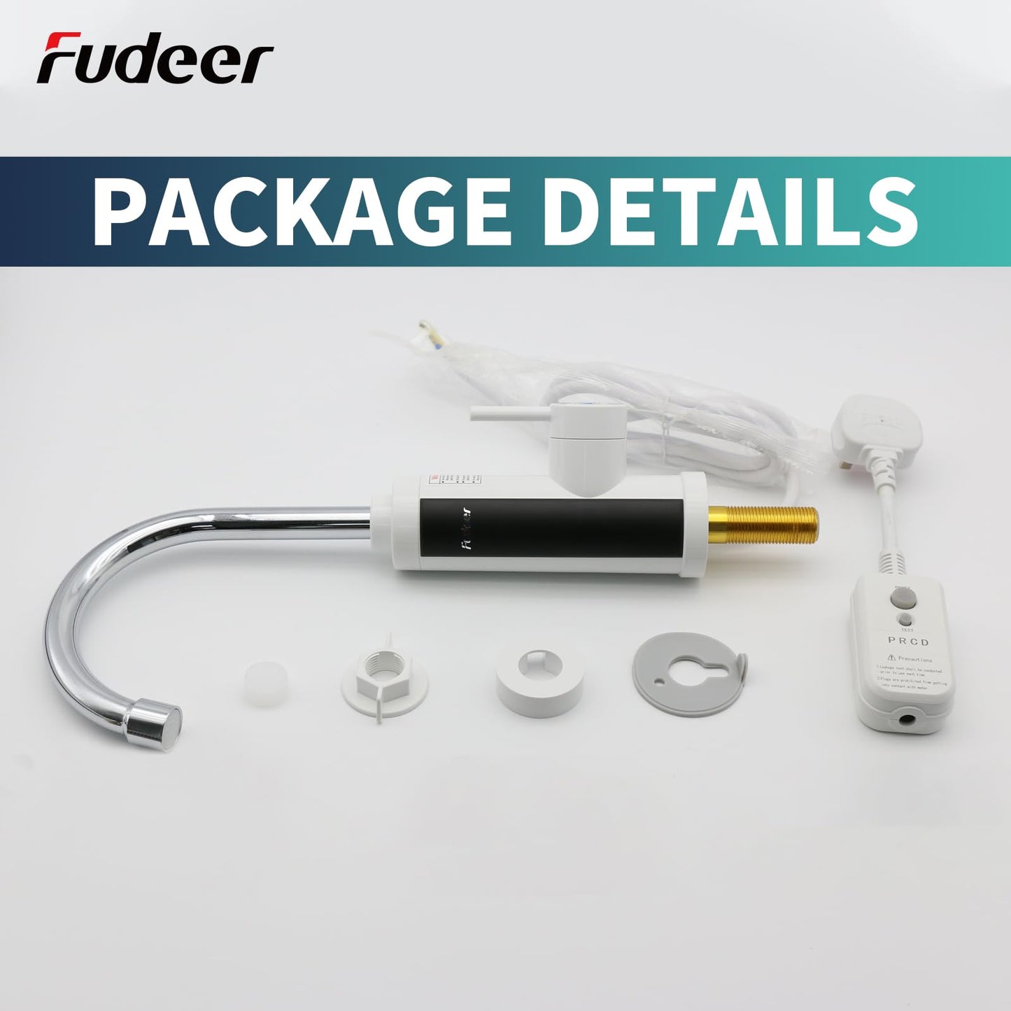 Fudeer 3.3Kw Instant Hot Water Tap,220V ABS Electric Hot Water Faucet for Kitchen, 360 Degree Rotate Warm Water Tap with Digital Display 30-45℃(White)