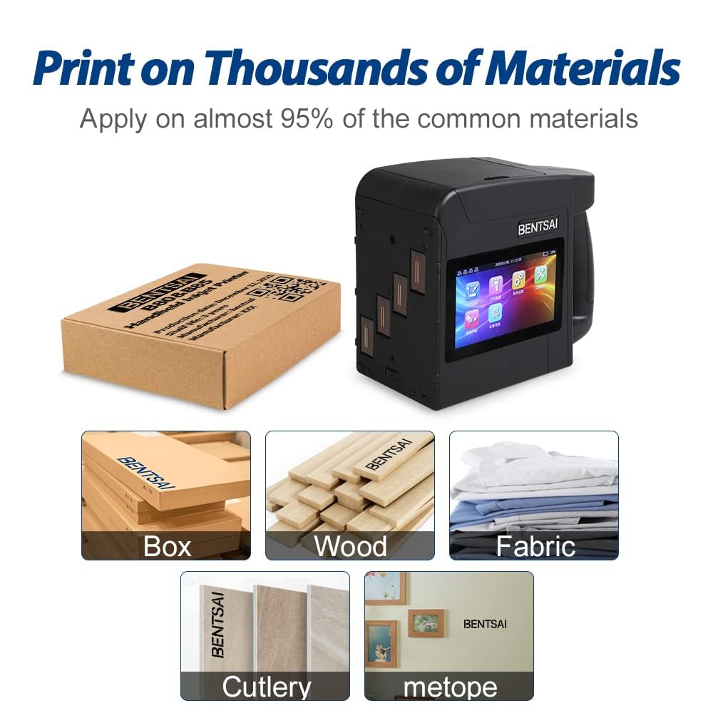 BENTSAI B85 Wide Format Handheld Inkjet Printer Large Character Coding Up to 92mm Print Height for Porous and Non-porous Surfaces with Solvent Quick Drying Ink