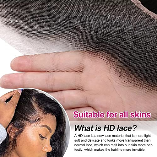 13 x 4 Lace Frontal Closure Body Wave Frontal 13 x 4 HD Transparent Lace Frontals With Bangs Baby Hair 100% Remy Human Hair 150% Density Natural Color (Natural Color, 10 Inch)