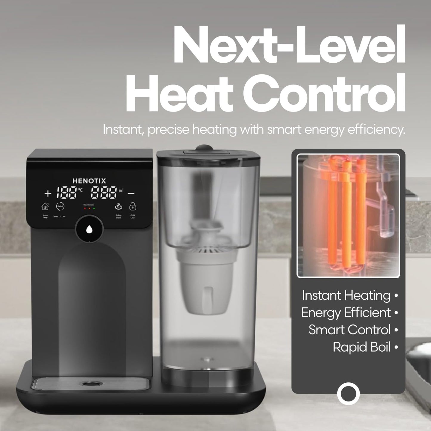 Hot Water Dispenser With Filter β Instant Hot Water, Energy Efficiency, For Home Kitchen, Detachable Jug