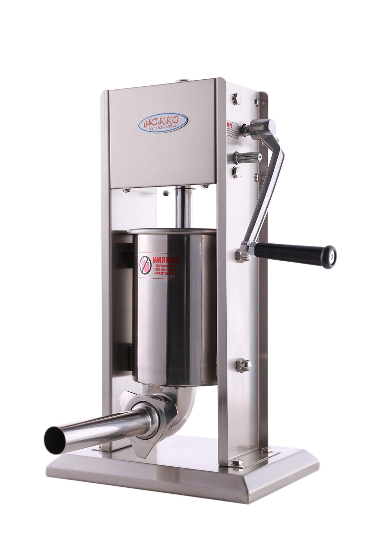 Hakka 3L/7LB Sausage Stuffer, Manual Sausage Maker Machine Filler Meat Stuffer 2 Speed Stainless Steel All Coverage Vertical Sausage Roll Making Machine with 4 S/S Filling Funnels
