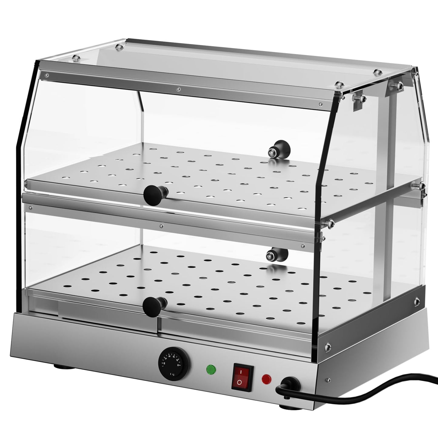 TAIMIKO Commercial Food Warmer Cabinet Warmer Display Case Stainless Steel 2 Tiers Pizza Warmer Hot Food Display Pastry Warmer Countertop Heated Warming Showcase Pastry Patty Restaurant