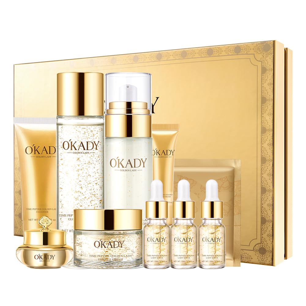 O'KADY Anti Aging Skin 10Pcs Daily Care Routine Kit,Serum Skin Care Kits for Girls,Pamper Gifts for Women,Gift Set for Hydrating Refreshing Face,Face Care Sets for Women,teengirls