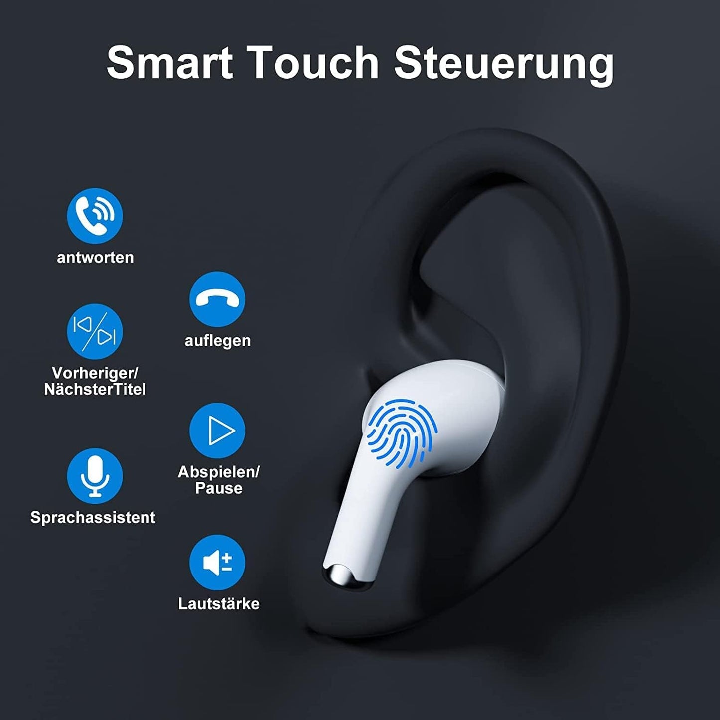 For iPhone Earbuds, Smartphone Bluetooth 5.4 in Ear Headphones NEW True Wireless Earphones with 4 ENC Noise Cancelling Mic, 50H Playtime HiFi Stereo, IPX7 Waterproof Touch Control for iPhone/Android