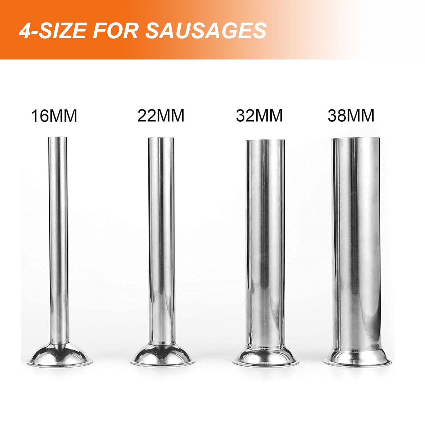 Hakka 3L/7LB Sausage Stuffer, Manual Sausage Maker Machine Filler Meat Stuffer 2 Speed Stainless Steel All Coverage Vertical Sausage Roll Making Machine with 4 S/S Filling Funnels