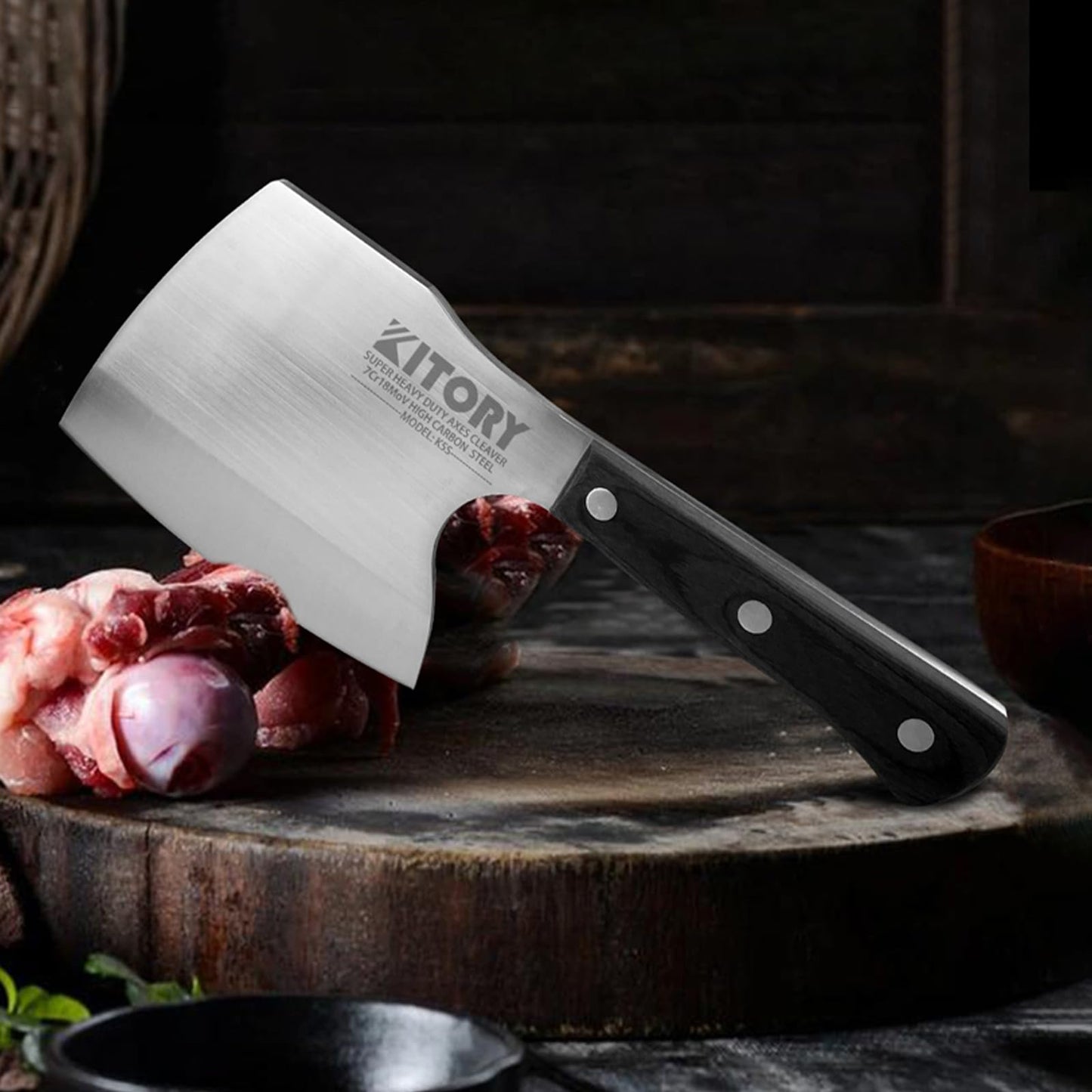 Kitory Kitchen Knife Handmade Chef's Knife High Carbon Stainless Steel, Wood Handle, Black