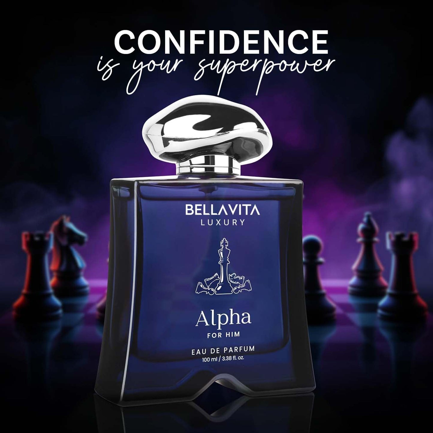 BELLAVITA Luxury Mood Collection ALPHA Perfume for Men 100ml | Pheromone Inspired Technology Long Lasting Fragrance | Notes of Floral, Woody and Citrus | Gourmet, Spicy Premium Fragrance