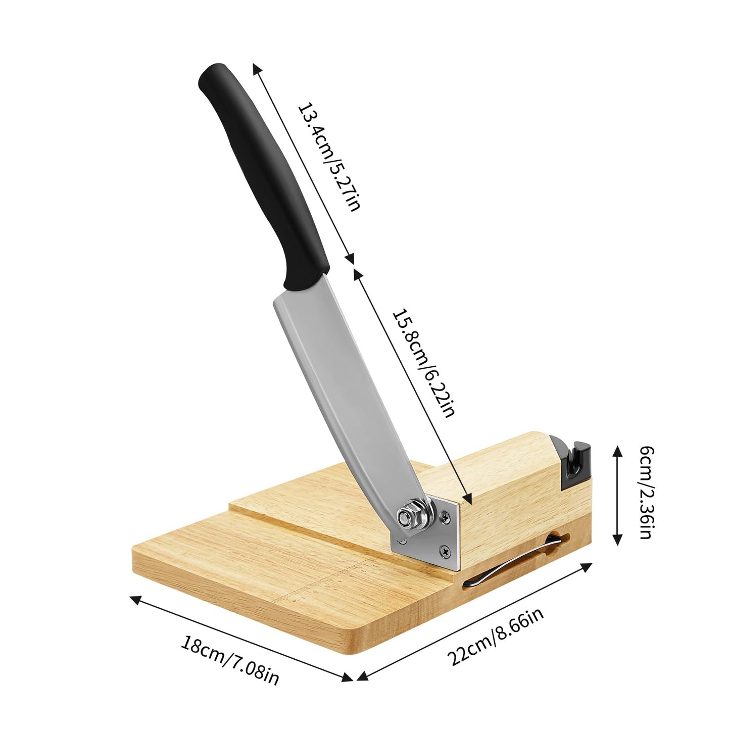 Biltong Cutter, Manual Household Jerky Meat Slicer Solid Oak Stainless Steel Biltong Cutter, Jerky Slicer with Wood Base