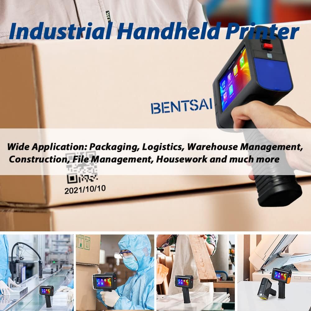 BENTSAI BT-HH6105B2 Handheld Inkjet Printer with 1/2 Inch Print Height Portable Handheld Printer for EXP Date, Batch Number, QR Code, Barcode, Logo on Carton Wood Fabric Plastic Metal
