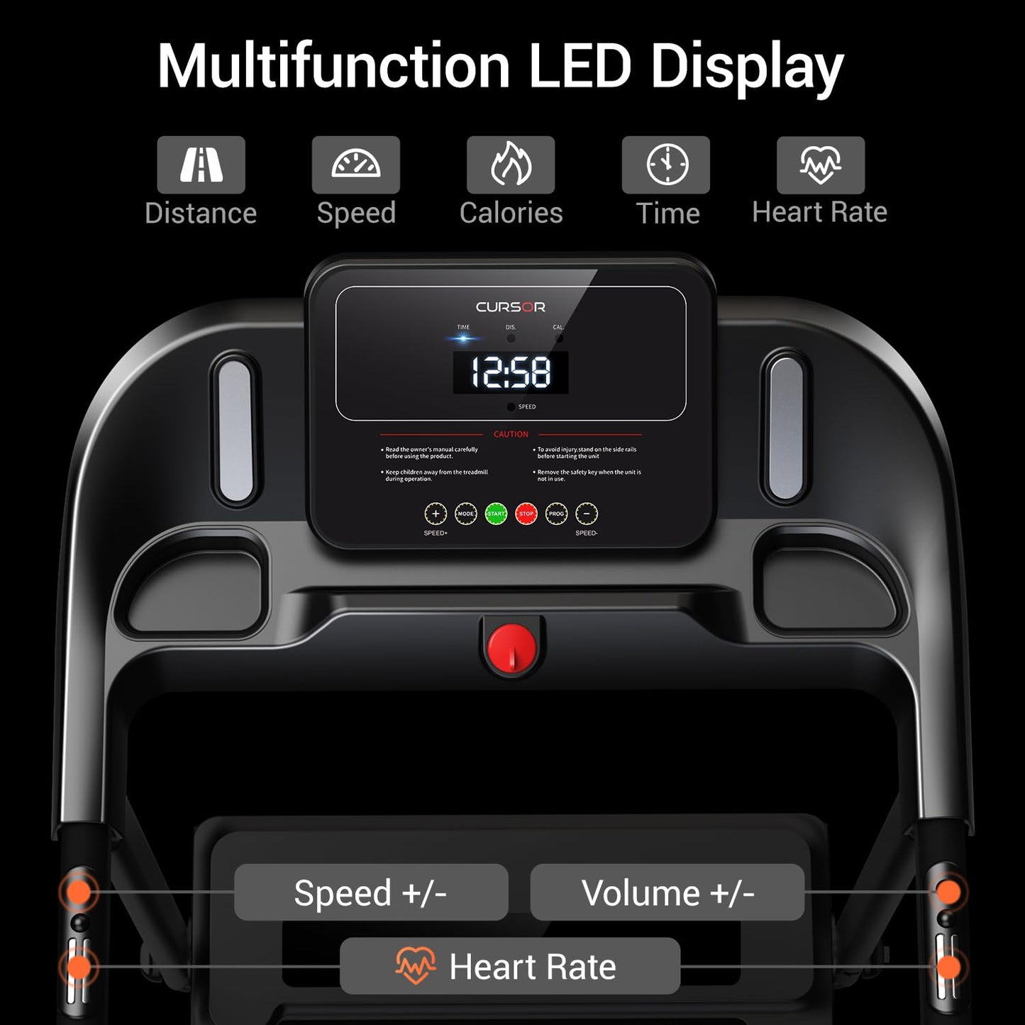 UMAY Treadmills for Home, 3.0HP Quiet Brushless Folding Treadmill with Heart Rate Sensor, Dual Cushion System, 14KM/H, Holder for Cup & Phone