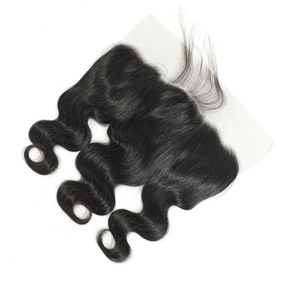 13 x 4 Lace Frontal Closure Body Wave Frontal 13 x 4 HD Transparent Lace Frontals With Bangs Baby Hair 100% Remy Human Hair 150% Density Natural Color (Natural Color, 10 Inch)