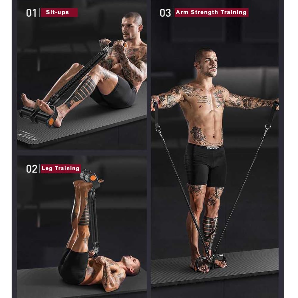 Multi-Functional Sports Pedal Puller, Elastic Sit-Up Tension Rope, Efficient Training, Home Fitness, 4-Tube Tension Rope Foot-Operated Resistance Band For Abdominal, Waist, Arm, Leg Training Etc