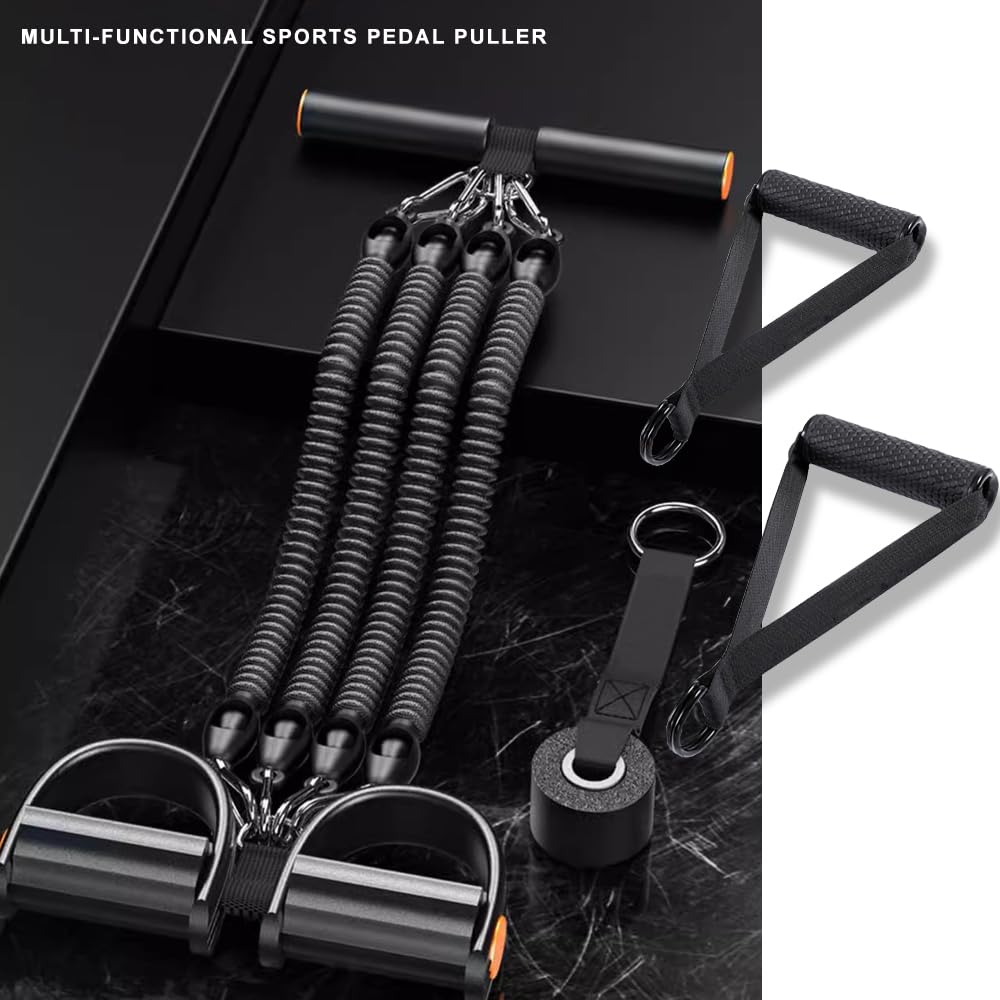 Multi-Functional Sports Pedal Puller, Elastic Sit-Up Tension Rope, Efficient Training, Home Fitness, 4-Tube Tension Rope Foot-Operated Resistance Band For Abdominal, Waist, Arm, Leg Training Etc