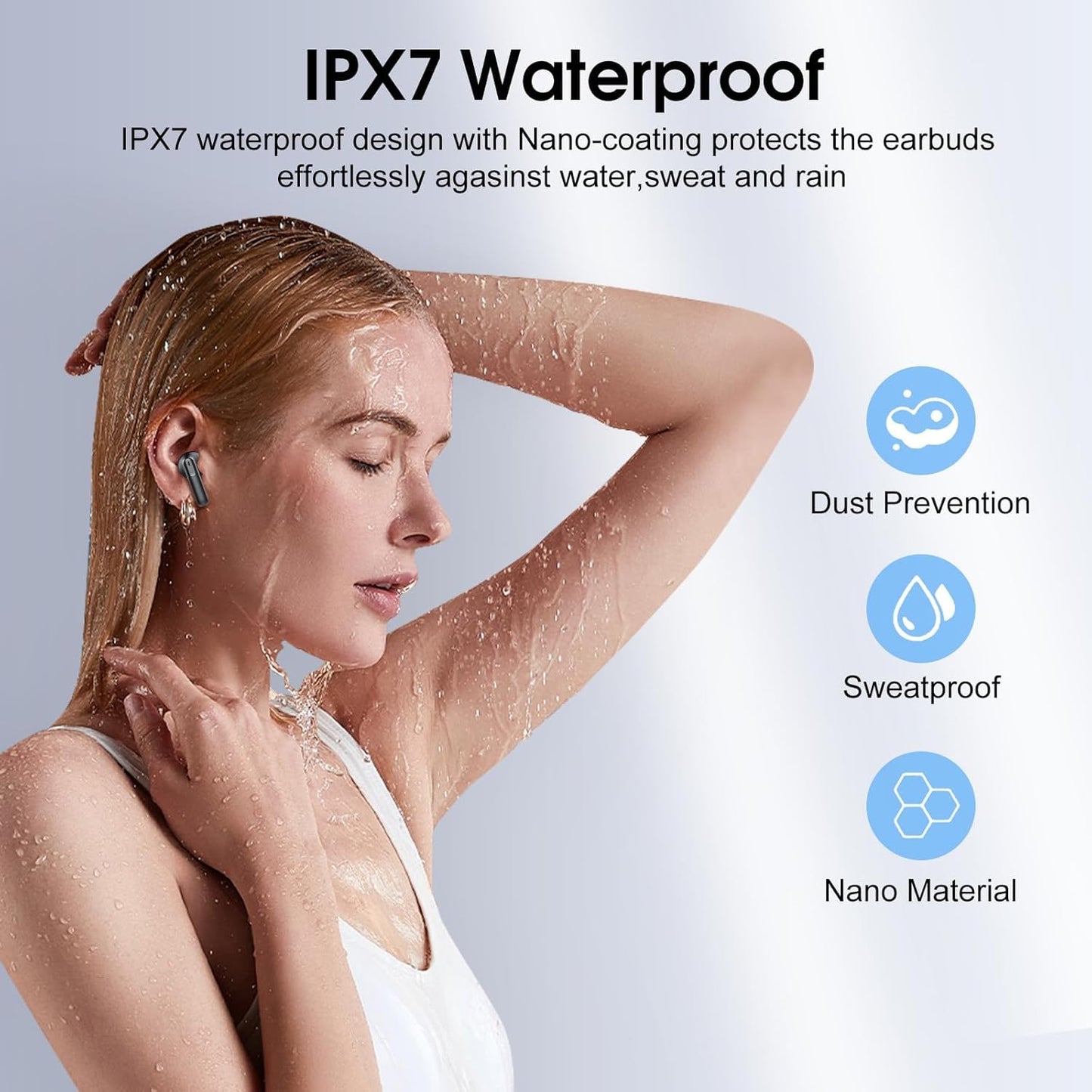 Wireless Earbuds, Bluetooth 5.4 Earphones in Ear with HiFi Stereo,14mm Drivers with Big Bass, 40H Clear Calls Bluetooth Earphones, Wireless Ear Buds with 4 ENC Noise Cancelling Mic IP7 Waterproof