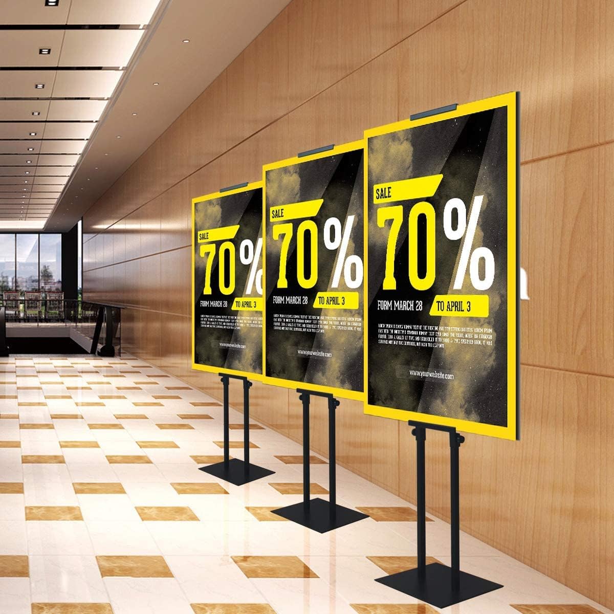 VAIIGO Double-Sided KT Board Sign Stand Adjustable Poster Stand Heavy Duty Floor Advertising Sign Holder Height Up to 75inches for Board & Foam,Black