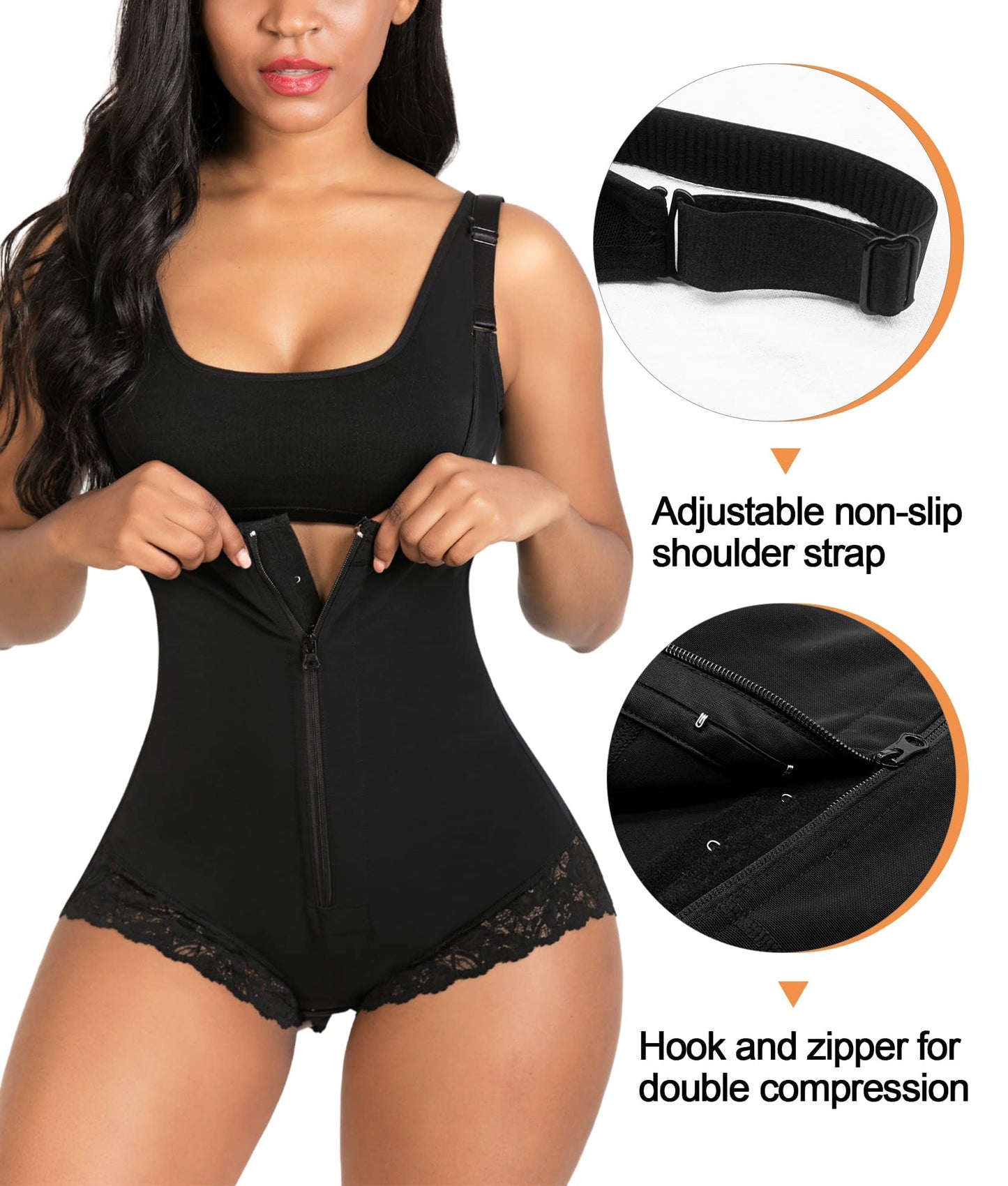 SHAPERX Women Shapewear Tummy Control Fajas Colombianas Open Bust Slimming Body Shaper Shaping Bodysuit, UK-SZ7200-Black-L