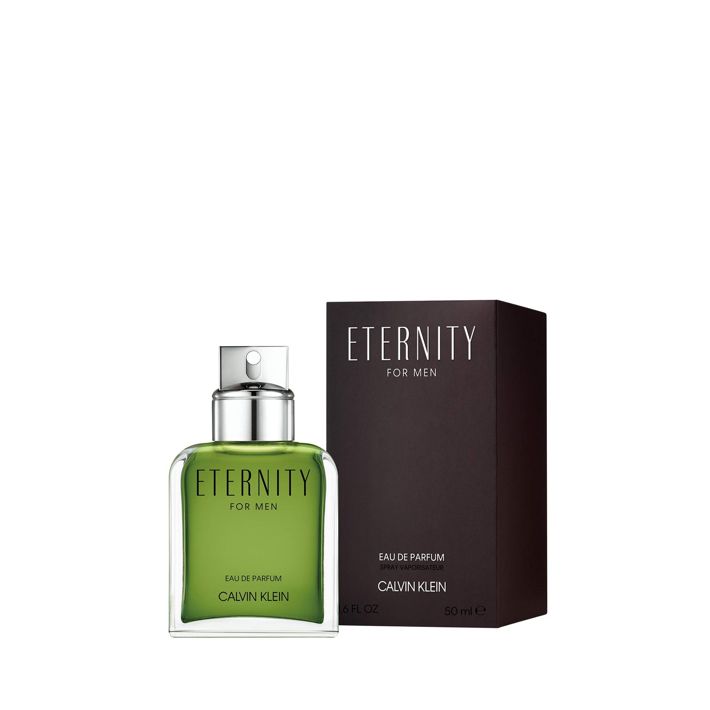 CALVIN KLEIN Eternity - Eau de Parfum for Men - Woody Fragrance with Notes of Sage, Majestic Cypress and Suede Accord - High Longevity - 50ml