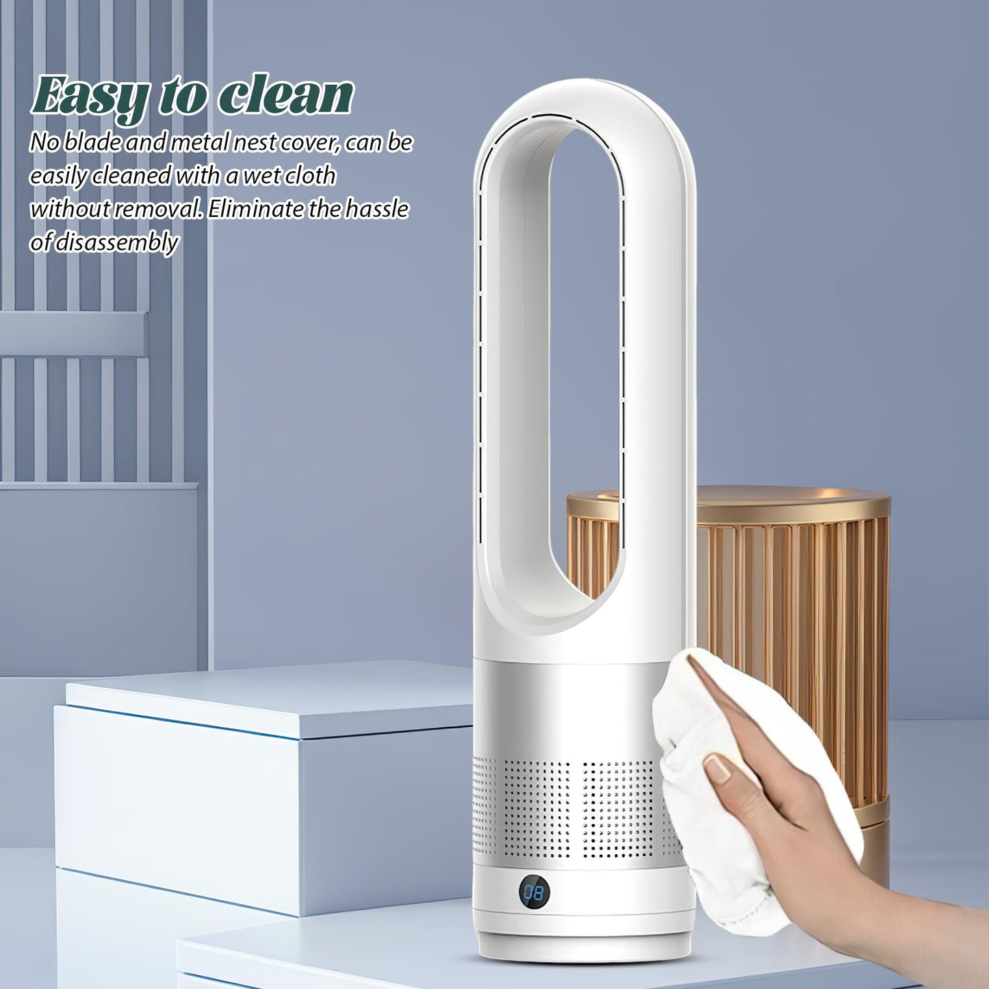 56cm Tower Fan with Air Purifier, 4000-5600rpm Bladeless Fan, Fans & Cooling, Cooler Fans, Standing Fanss, Tower Fansss Cooling Quiet Bedroom, with Remote Control, 8h Timer, 80° Oscillation (silver)