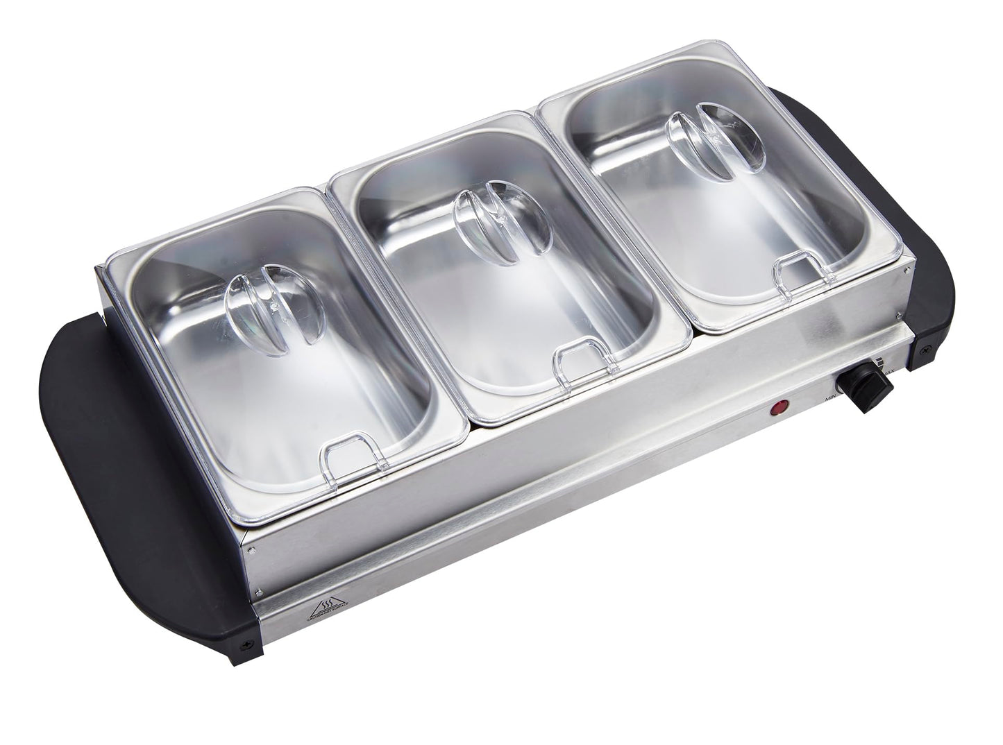 Vintage Gourmet® 3 Tray Food Warmer, All in One Buffet Server with Warming Plate Function,Turkey & Vegetables, Keeps Food Warm 200W, Temperature Control, Cool-Touch Handles Easy Portability 3 x 1.5L