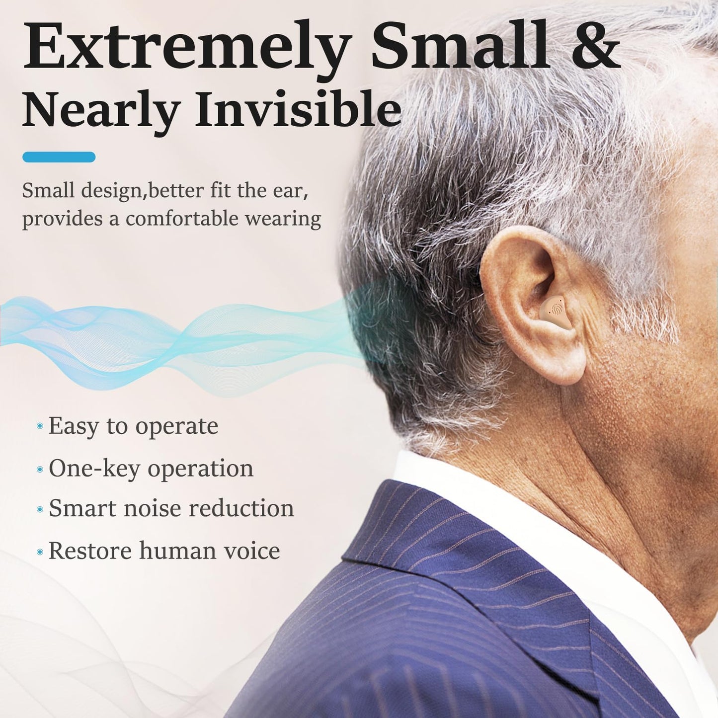 Hearing Amplifier for Seniors & Adults Rechargeable with Noise Cancelling,Digital Devices for Super Nature Sound,3Different Modes,Adjustable Volume in 5 Levels,Dual Microphone,No Whistling Sound