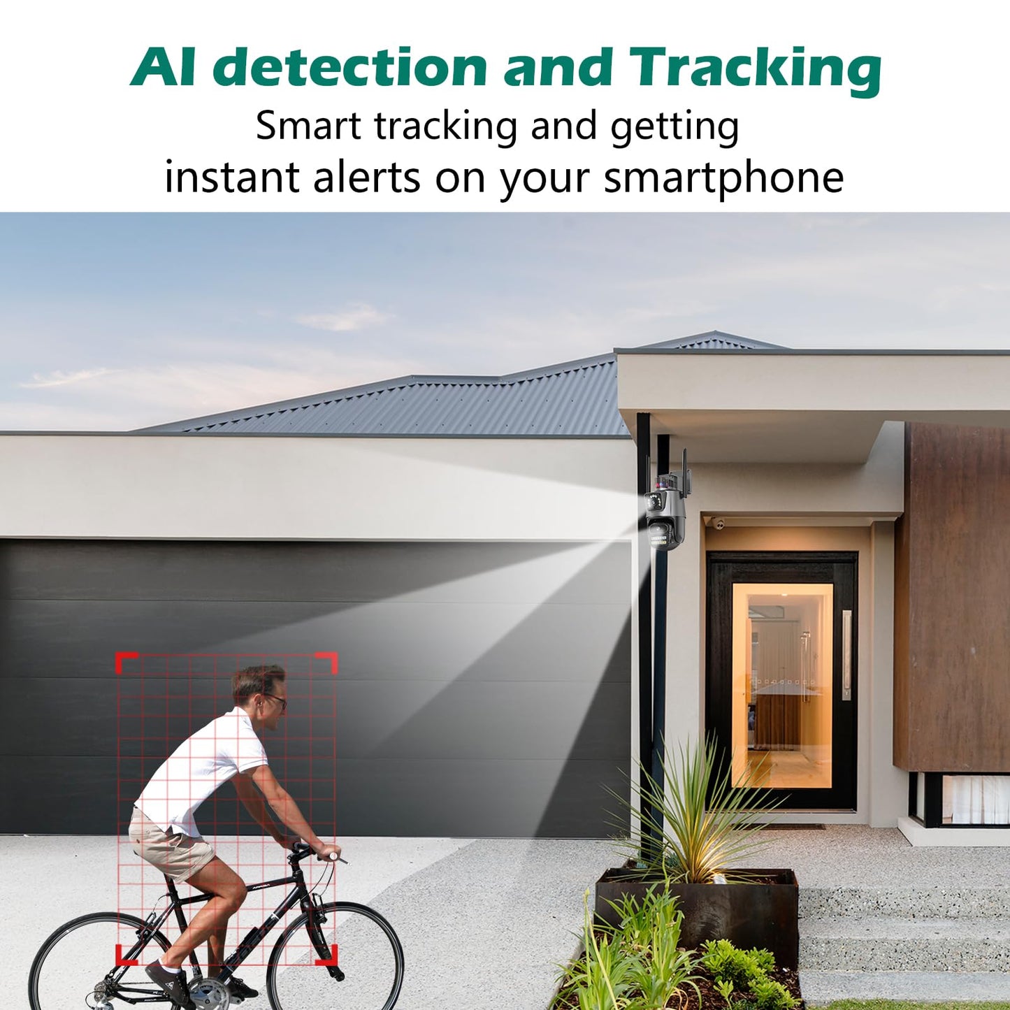 Security Camera Outdoor, 6MP Dual Lens CCTV Camera,IP66 Waterproof Outside IP Cameras, 2.4G WiFi Wired Camera Auto Tracking, Motion Detection, Color Night Vision, 2 Ways Talk, SD/Cloud Storgae