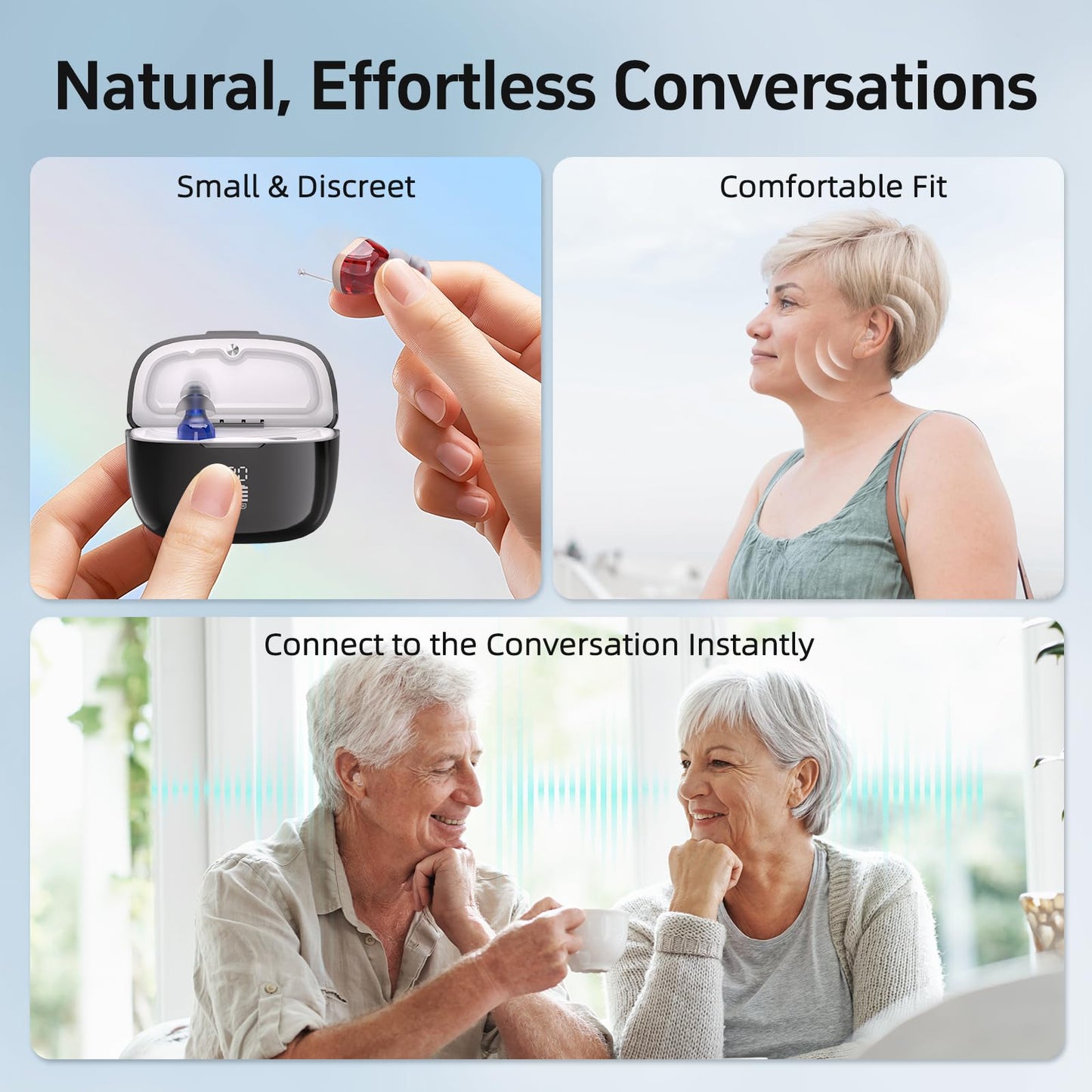 Sound Device with Charging Case- Auto Turn on/Off & Noise Cancellation Function,Clear Sound & Adjustable Volumes