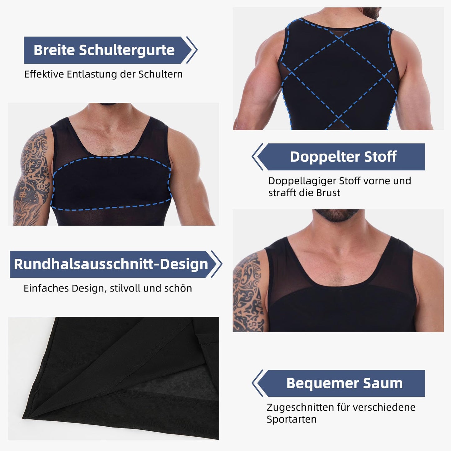 MISS MOLY Men's Compression Shirt Slimming Vest Elastic Body Shaper Undershirts Tummy Control Waist Trainer Muscle Tank Top for Men(Black,XL)