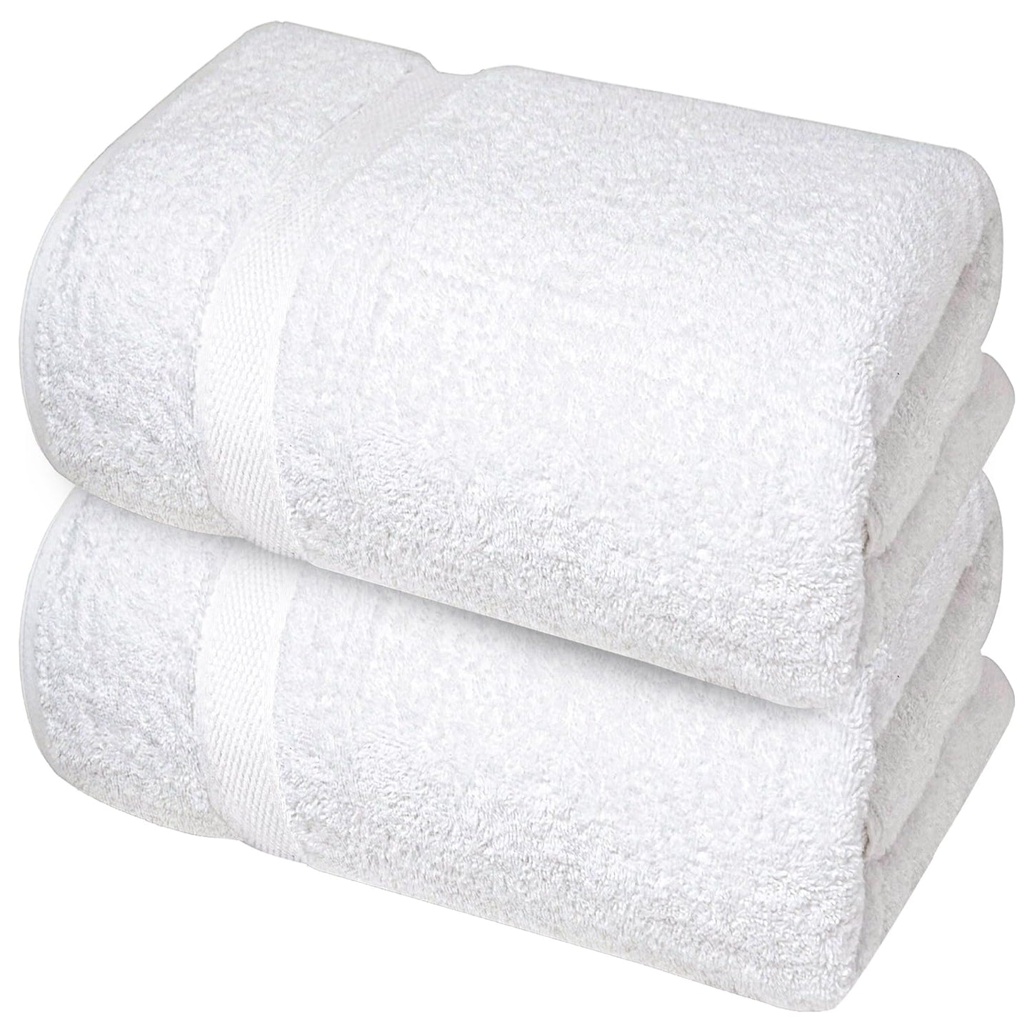 Infinitee Xclusives Premium Bath Sheets Set of 2 Extra Large Bath Towels (90x180cm), 100% Cotton Super Absorbent, Quick-Dry Bath Sheet for Hotel & Spa |Brilliant White|