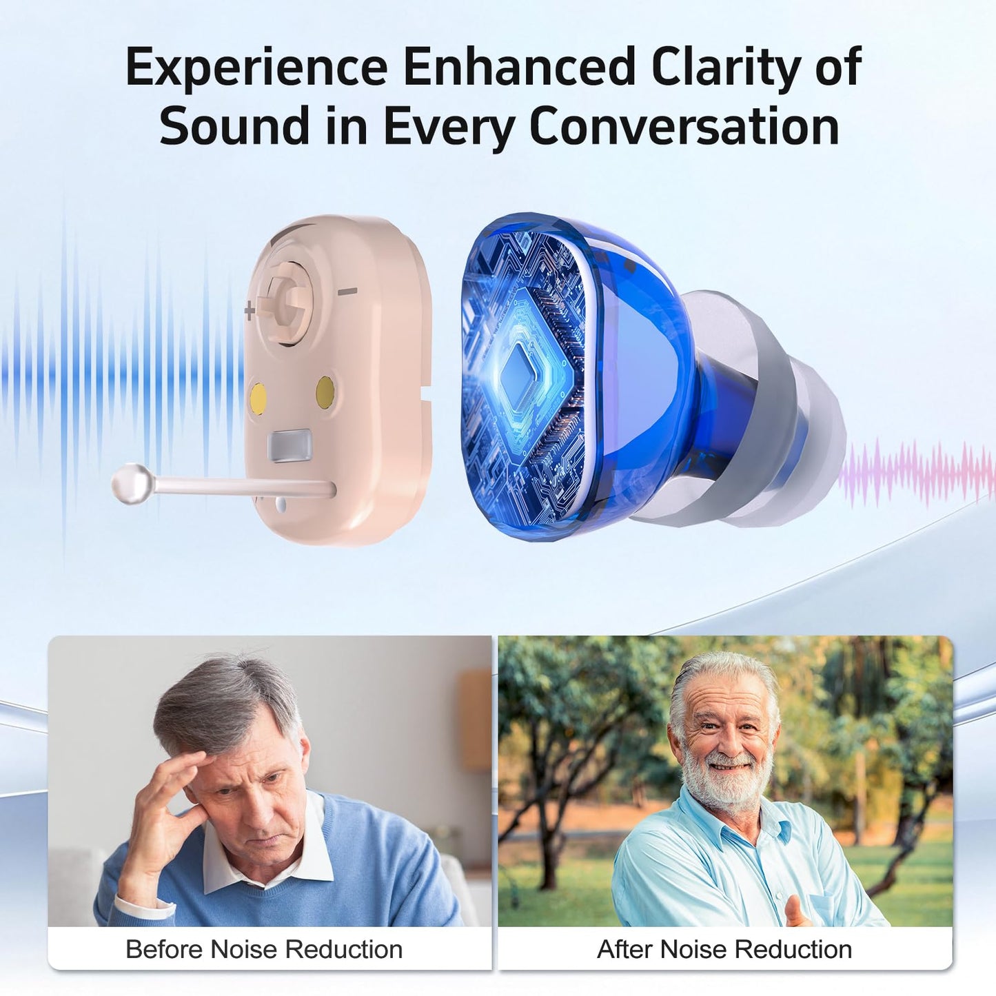 Sound Device with Charging Case- Auto Turn on/Off & Noise Cancellation Function,Clear Sound & Adjustable Volumes