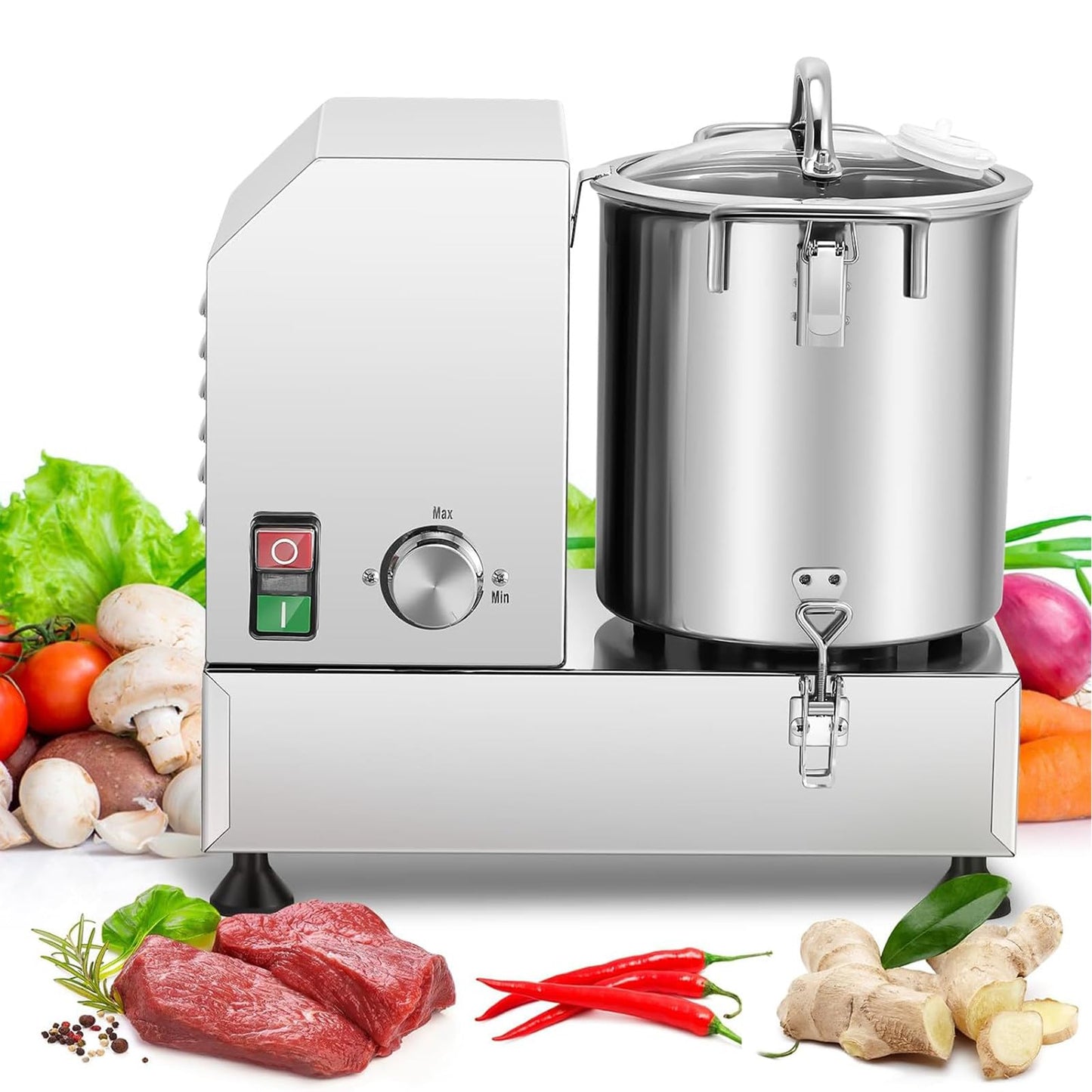 ylpddmm 6L/9L/15L Heavy Duty Electric Vegetable Chopper,Commercial Food Processor, Fully Stainless Steel Body & Blades,for Veggie,Fruit,Meat,6L