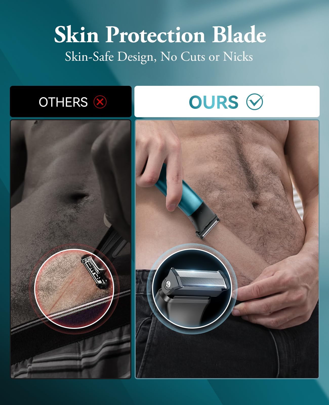 Kensen 2in1 Manscape Intimate 3.0 Body Hair Trimmer Men, Safe Cordless Mens Body Shaver for Pube, Waterproof Pubic Groin Hair Shaver for Men/Women, Mens Grooming Kits for Pubic Hair/50 Times Usage