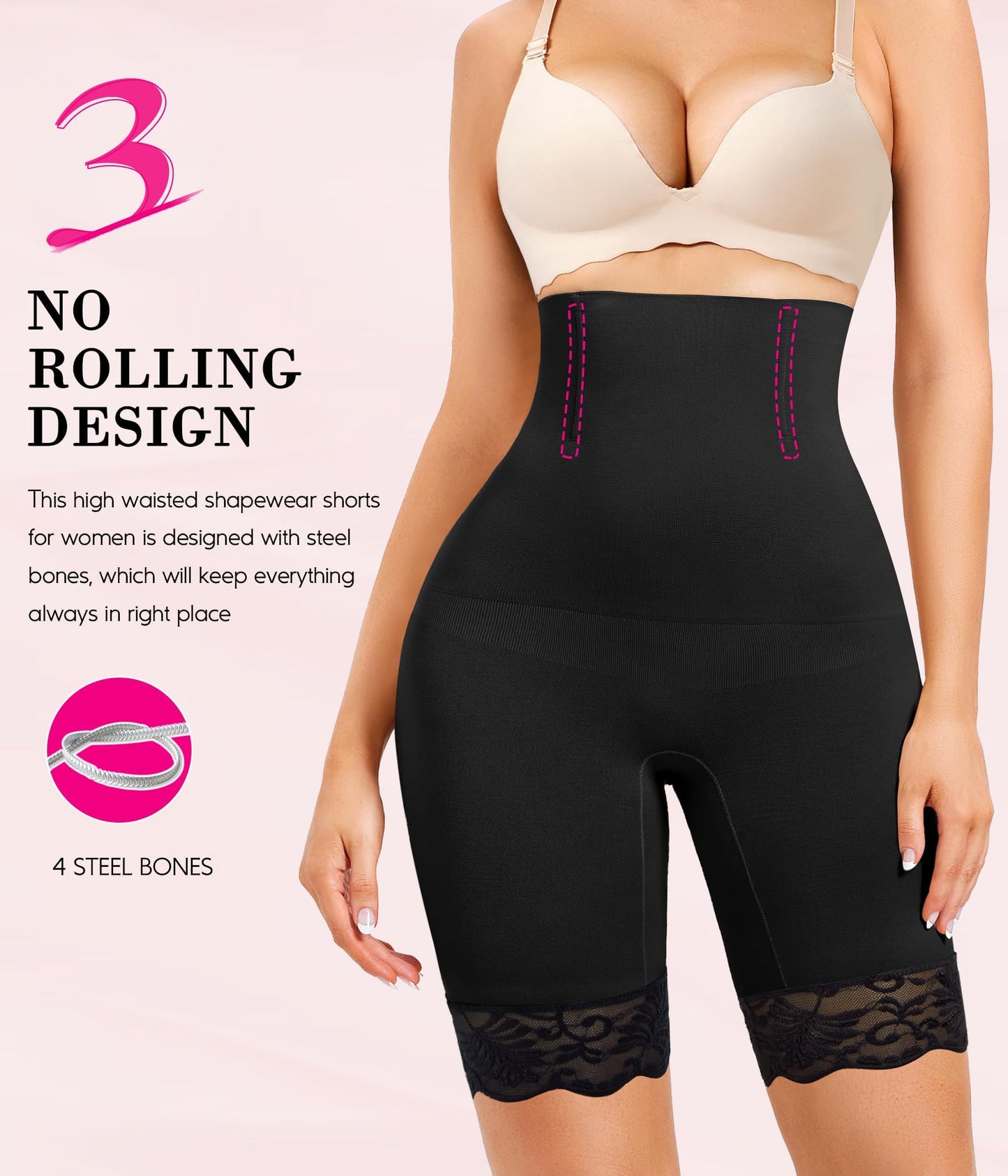 KUMAYES Shapewear for Women Tummy Control Knickers High Waisted Body Shaper Shorts Shaping Underwear Shapewear shorts (UK, Alpha, XXL, Regular, Regular, Black)