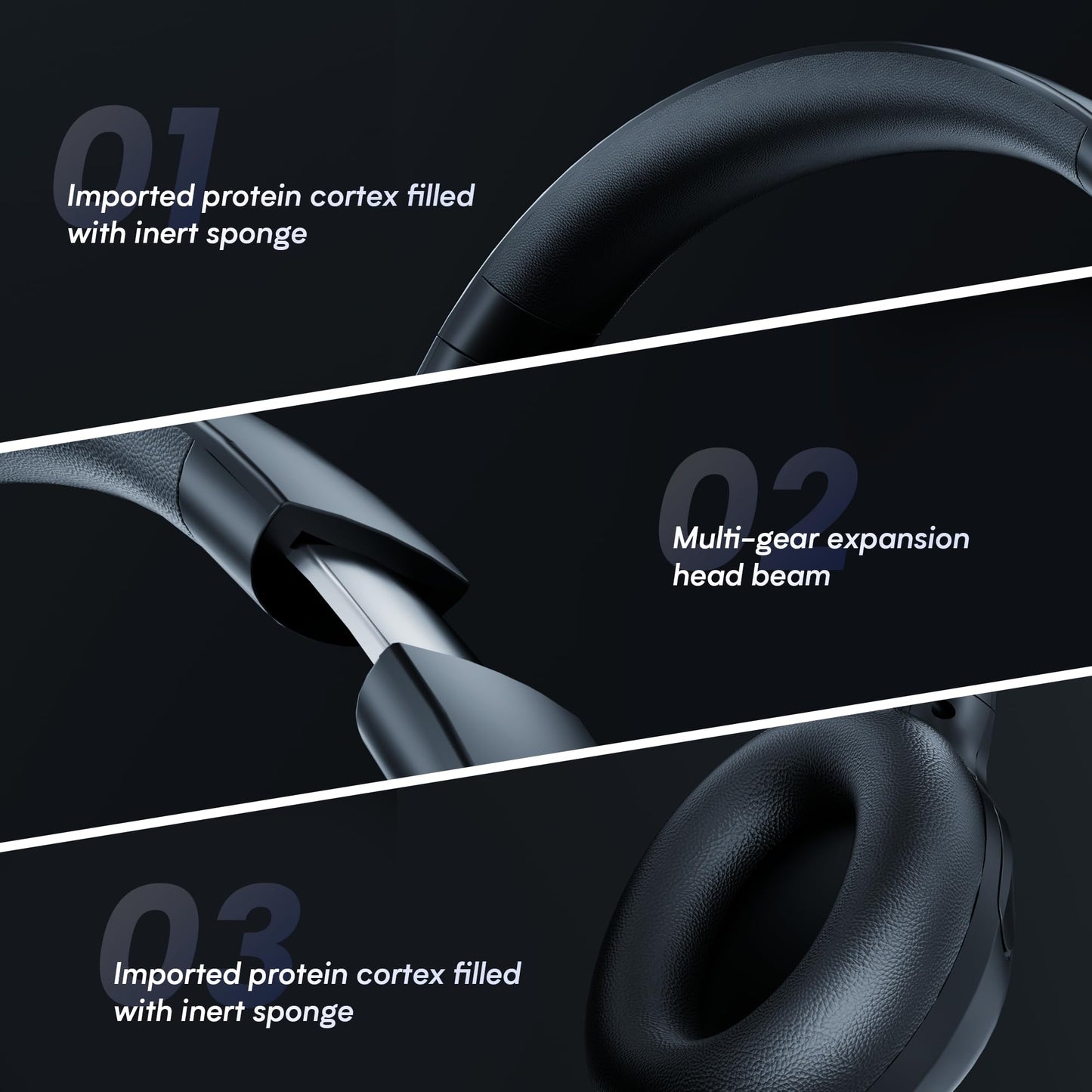KAMLO Wireless Headphones Over Ear,65 Hrs Playtime Foldable Bluetooth 5.3 Headphones,6 EQ ModesFoldable Lightweight Headset with Deep Bass, for Travel/Office/Cellphone/PC (Black)